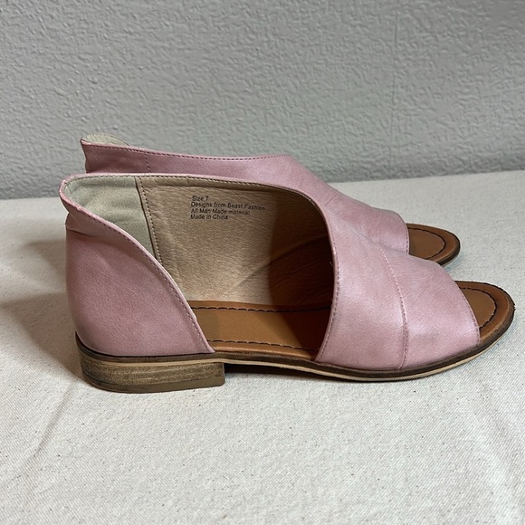 Beast Fashion Blush Pink Open-Toe Flats - Size 7 - Picture 3 of 11